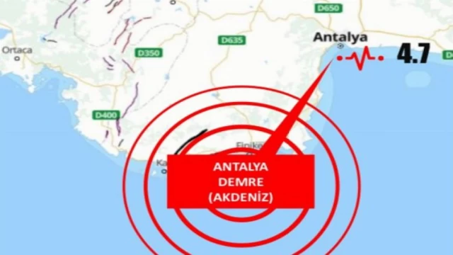 Antalya’da 4,7 büyüklüğünde deprem!